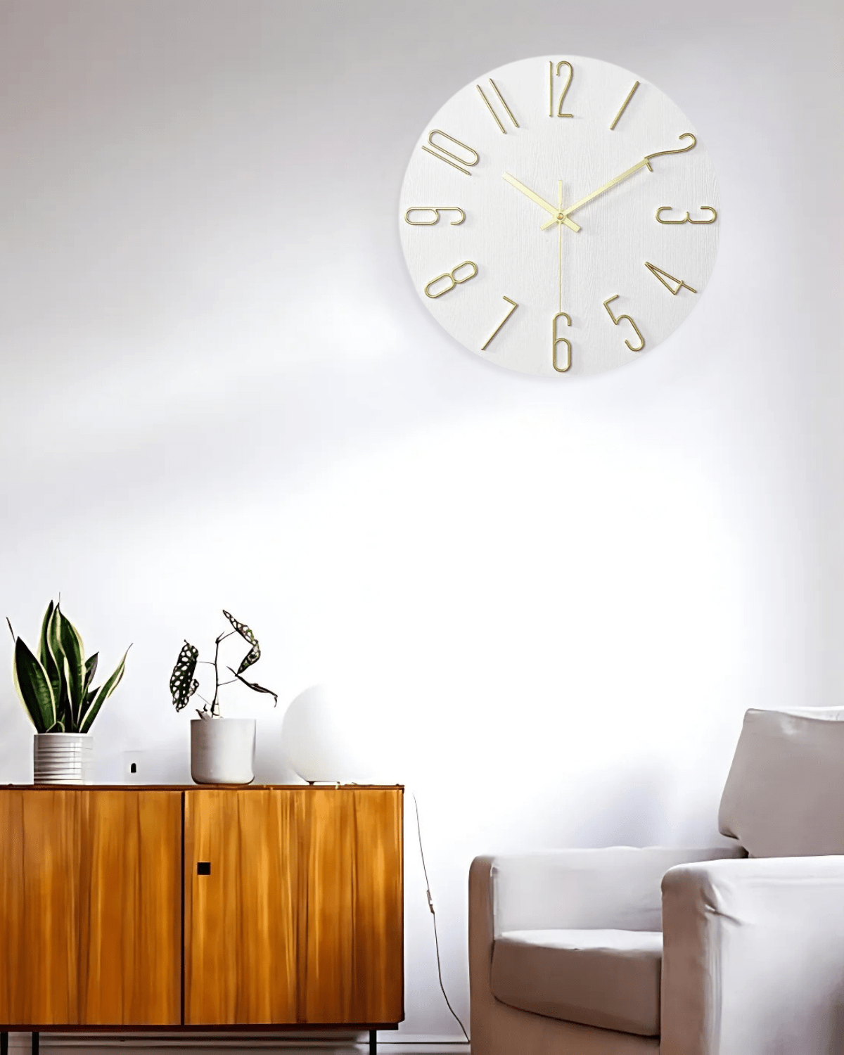 Wood-Look Minimalist Wall Clock