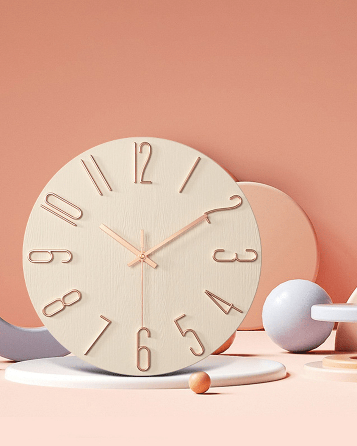 Wood-Look Minimalist Wall Clock