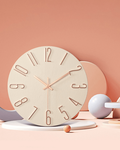 Wood-Look Minimalist Wall Clock