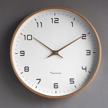 Silent Movement Wooden Wall Clock in Nordic Timber Design