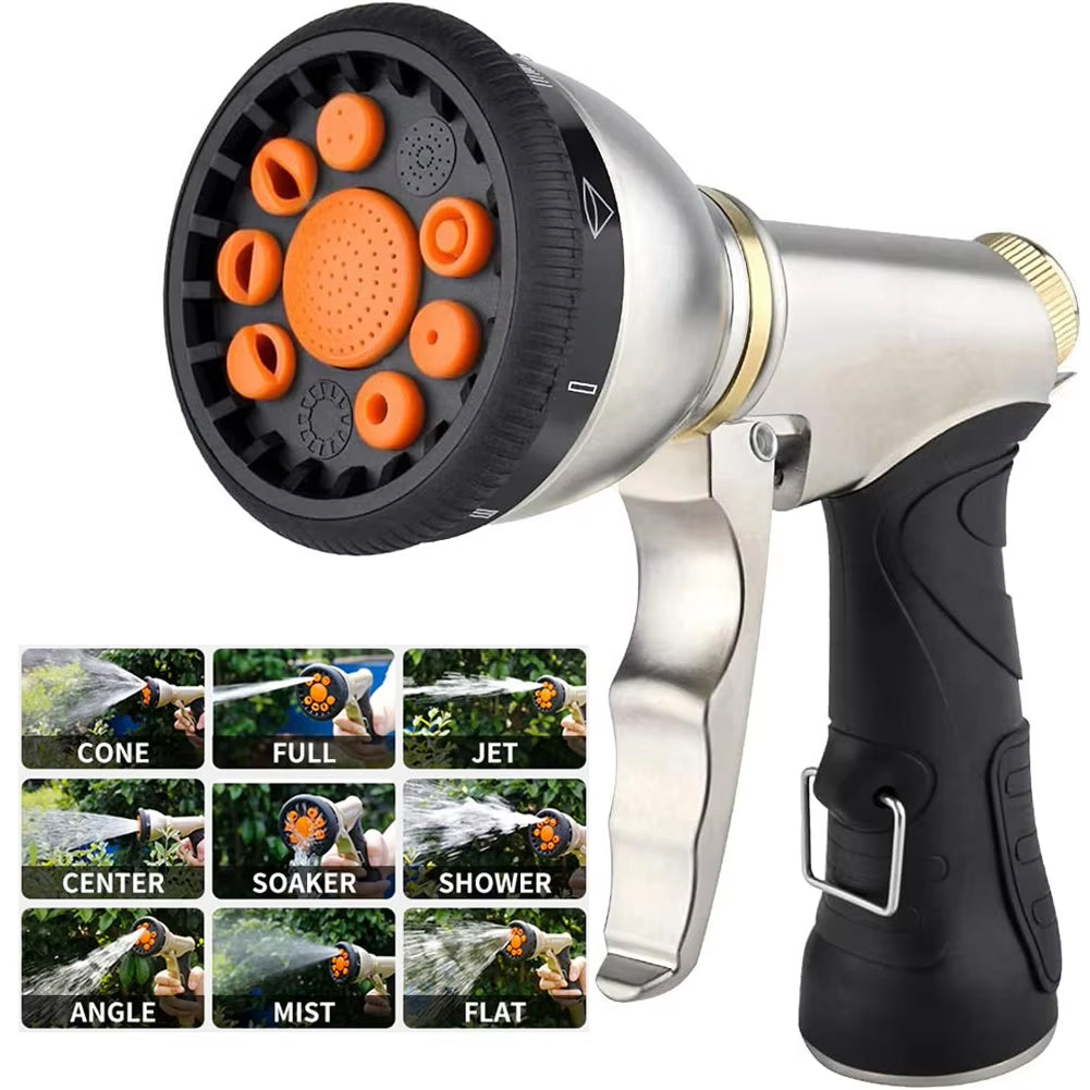 Durable Garden Hose Nozzle with 9 Spray Patterns