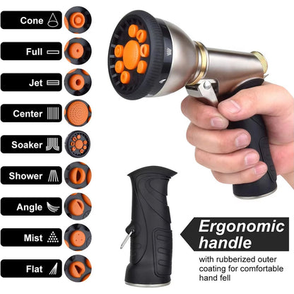 Durable Garden Hose Nozzle with 9 Spray Patterns