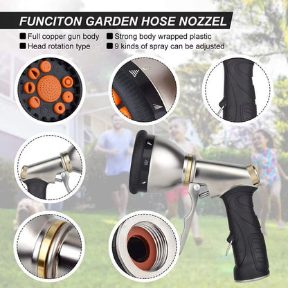Durable Garden Hose Nozzle with 9 Spray Patterns