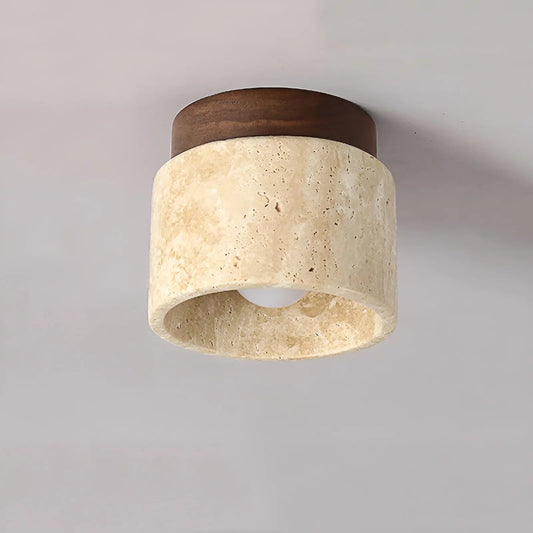 Rustic Travertine Ceiling Light Fixture - TavaGlow Style