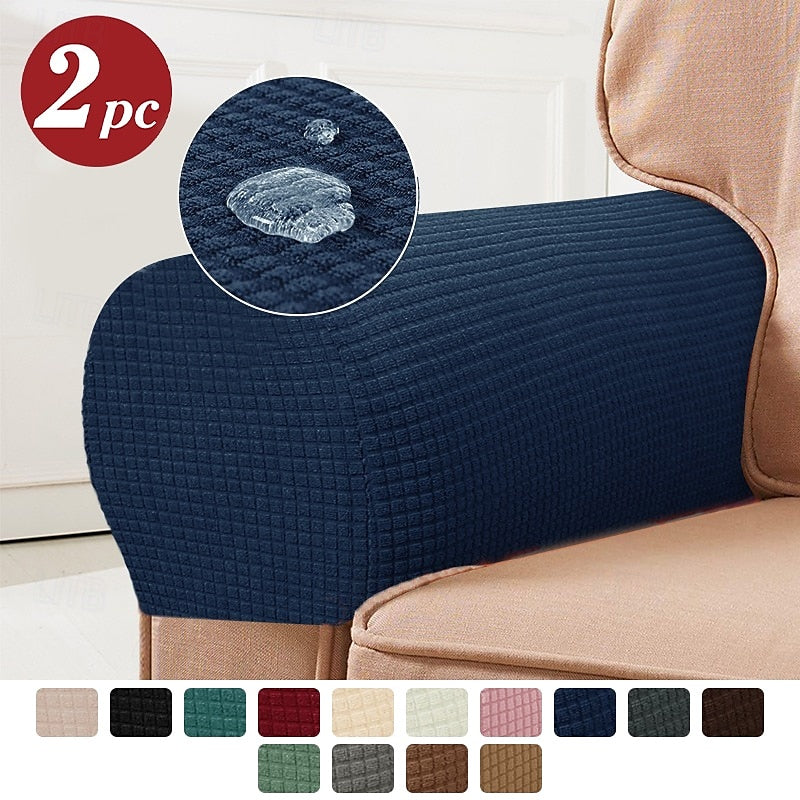 Stretch Armrest Covers – Spandex Chair & Sofa Slipcovers, Set of 2, Burgundy