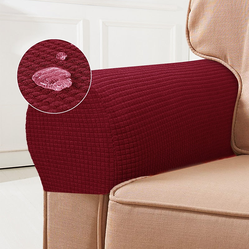 Stretch Armrest Covers – Spandex Chair & Sofa Slipcovers, Set of 2, Burgundy
