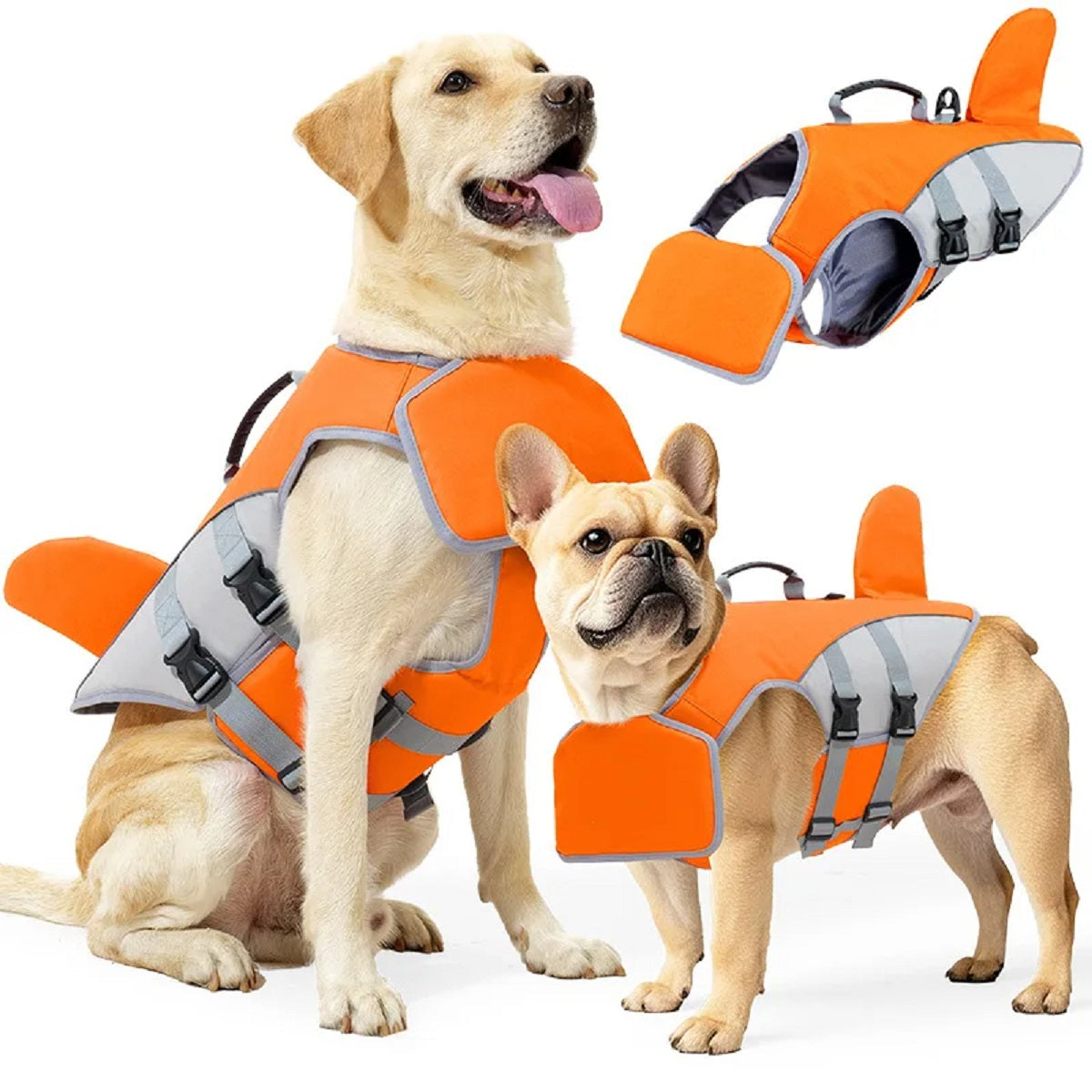 Adjustable Pet Safety Vest for Swimming - Dog Life Jacket in Shark Fin Design