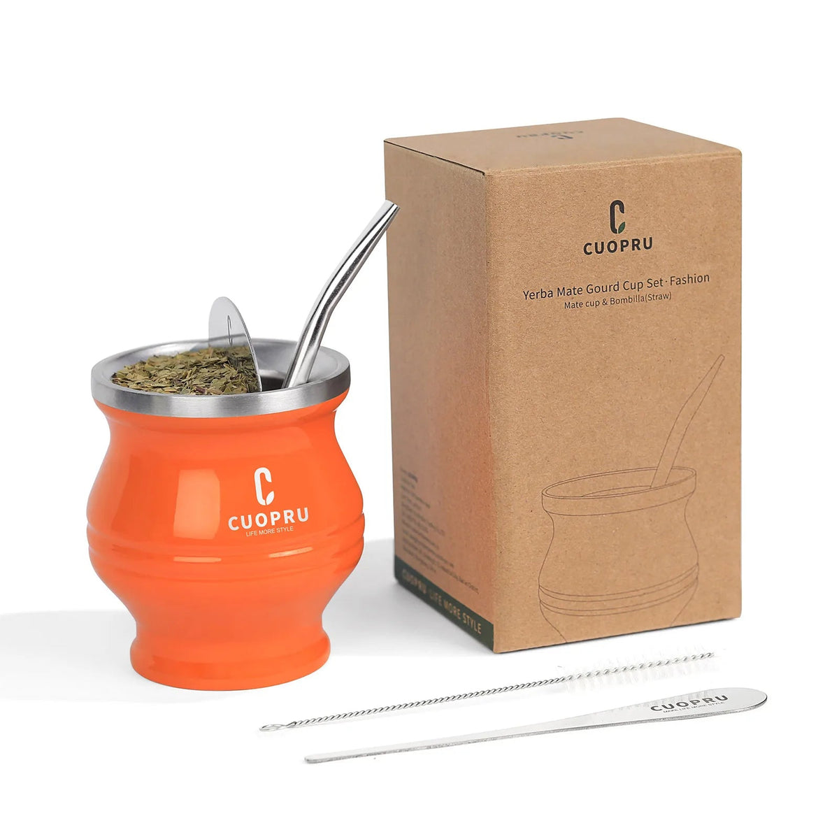 Stainless Steel Yerba Mate Cup Set with Double-Wall Insulation and Straw