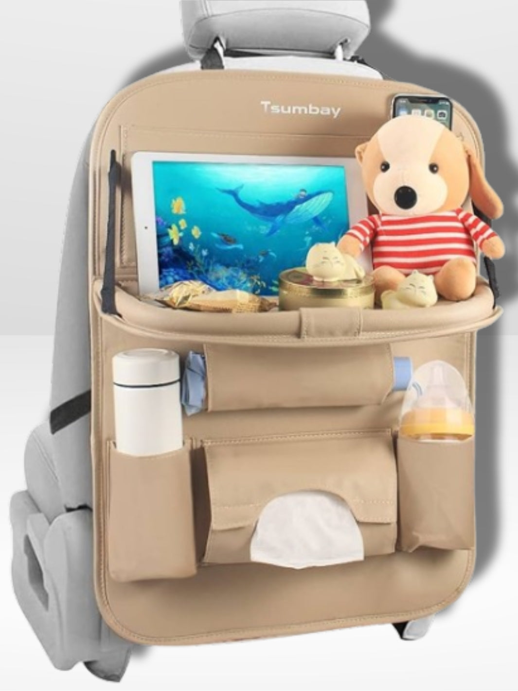 Foldable Leather Tray for Car Seat Support
