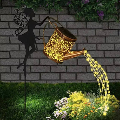 Whimsical Solar-Powered Garden Luminary with Watering Can Design