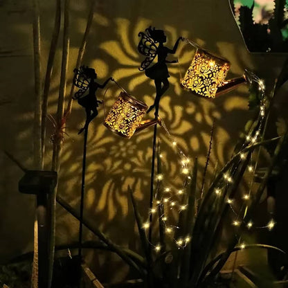 Whimsical Solar-Powered Garden Luminary with Watering Can Design