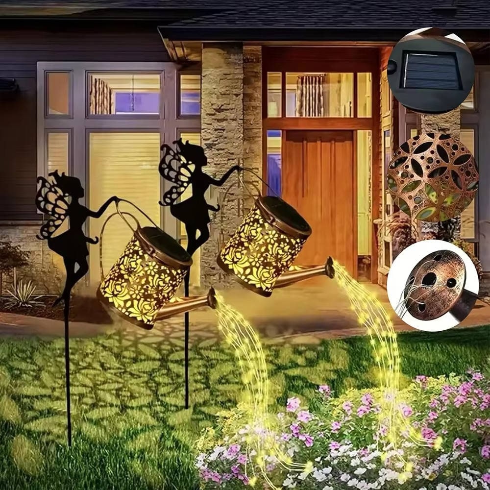 Whimsical Solar-Powered Garden Luminary with Watering Can Design