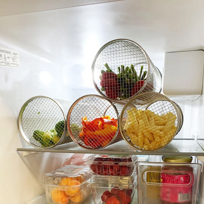 Cylindrical Grill Basket for Vegetables, Meat, and Shrimp – 304 Stainless Steel, Dishwasher-Safe with Side Flap