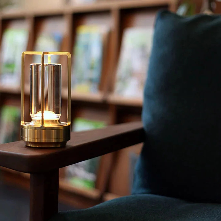 Cordless Rechargeable Small Gold Night Table Lantern
