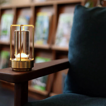 Cordless Rechargeable Small Gold Night Table Lantern