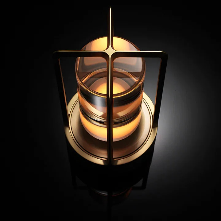 Cordless Rechargeable Small Gold Night Table Lantern