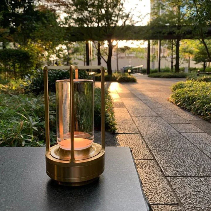 Cordless Rechargeable Small Gold Night Table Lantern
