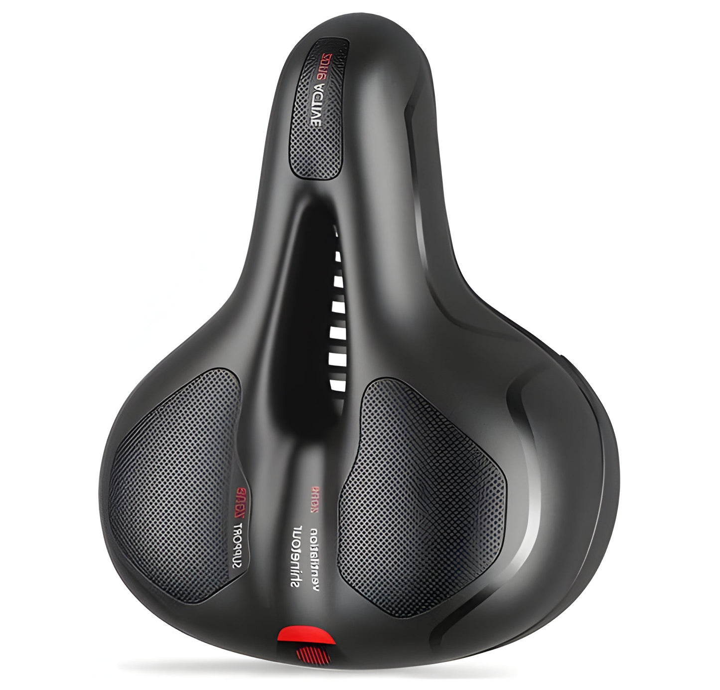 Breathable Bike Seat with Shock Absorption and Pressure Relief for City and MTB Riding, Reflective Strips Included