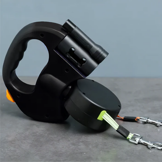 360-Degree Swivel Tangle-Free Dual Dog Leash with LED Light and Reflective Strip for Two Dogs up to 60 kg