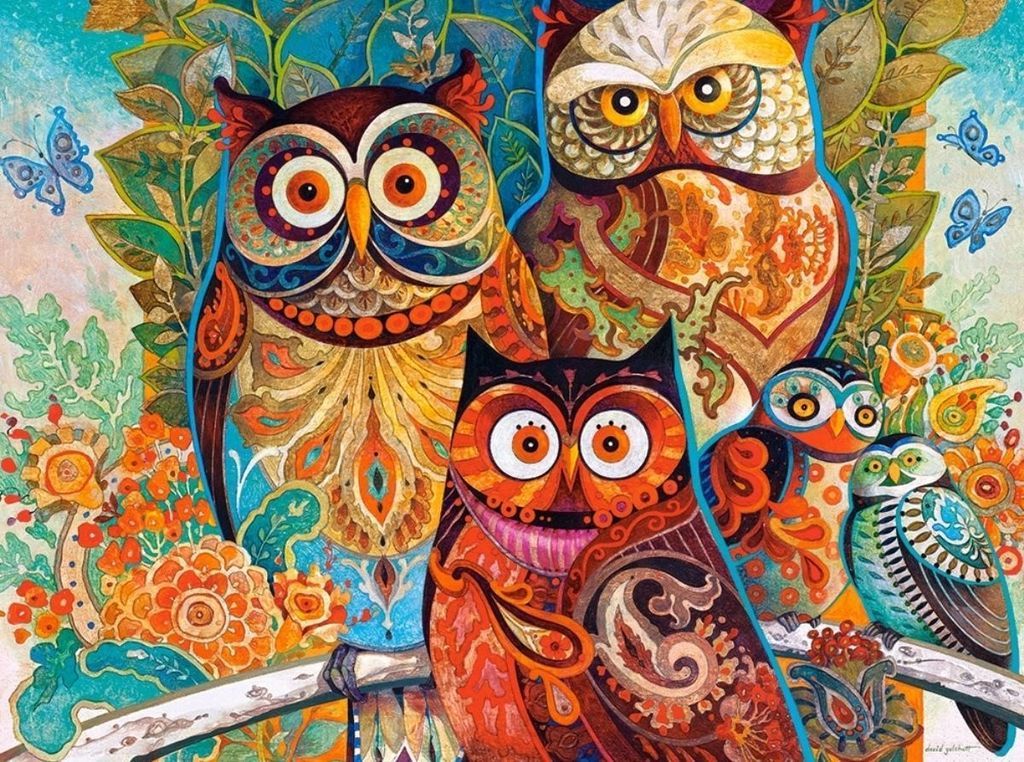 Paint-By-Number Kit featuring Abstract Owl Design
