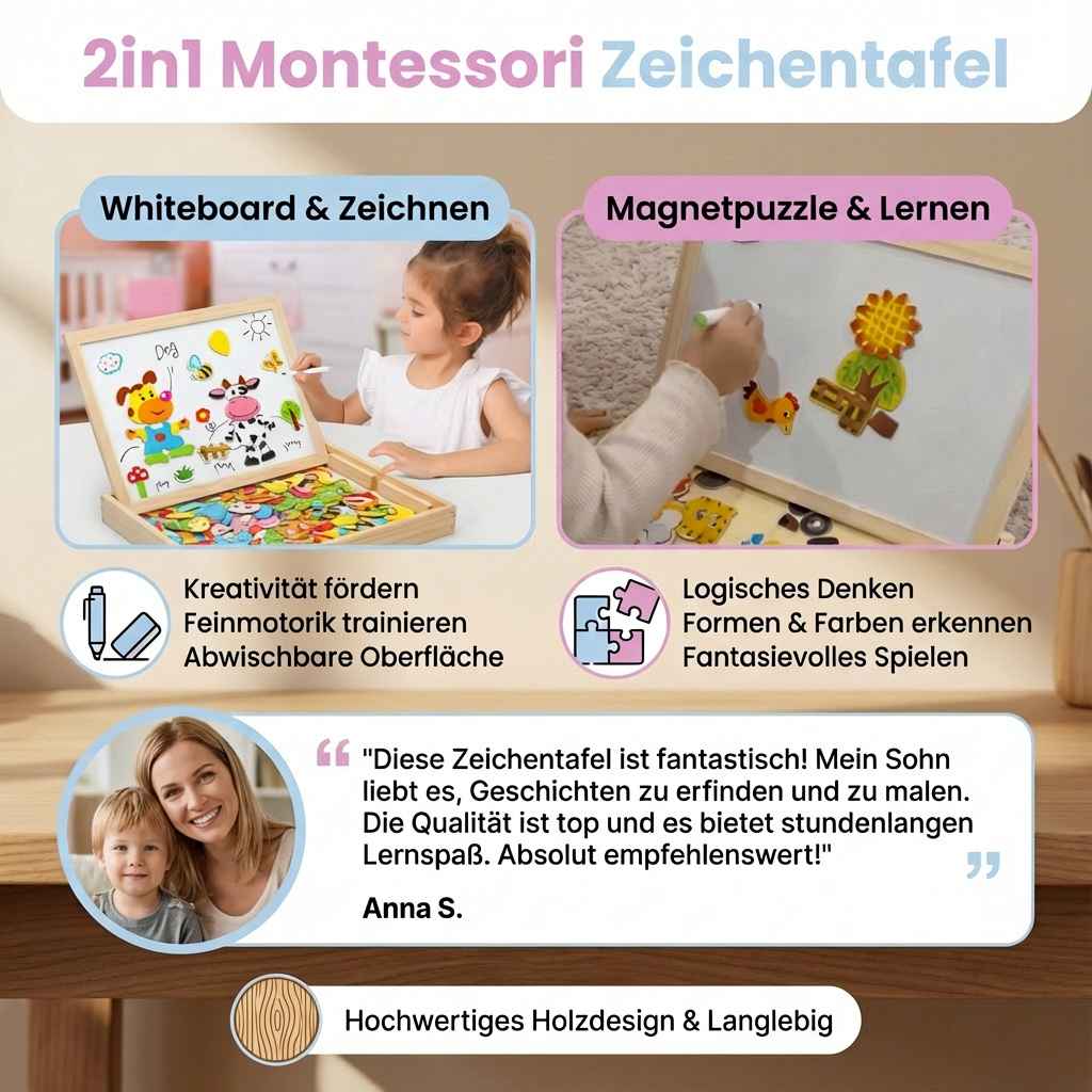 2-in-1 Drawing Board for Kids - Montessori Educational Toy