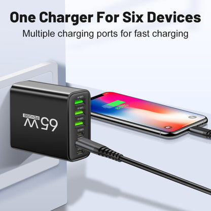 65W 6-in-1 Fast Charger – Charge Up to 6 Devices Simultaneously – Perfect for Home, Office, and Travel