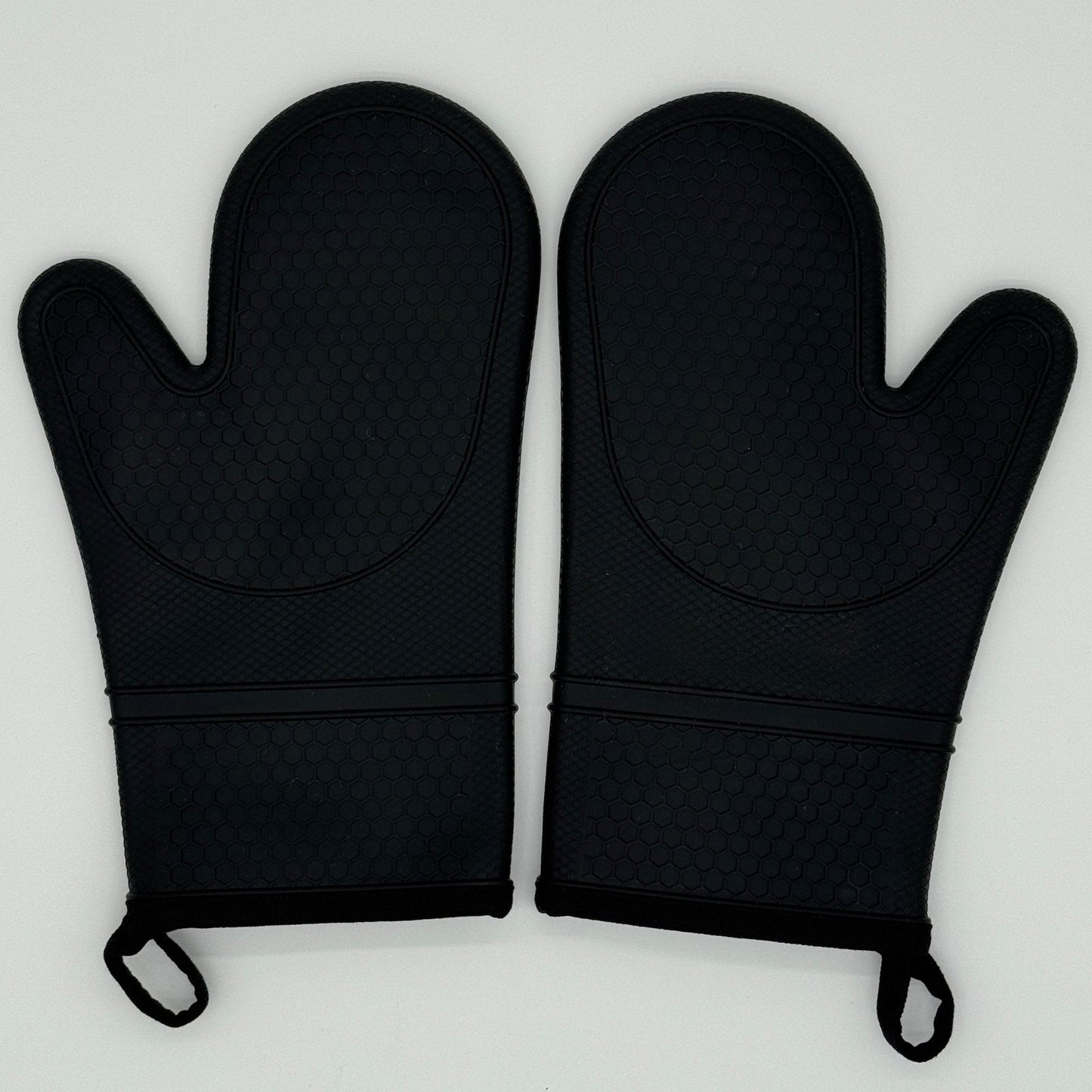 Silicone Oven Gloves in Black – Cotton-Lined, Non-Slip, 1 Set