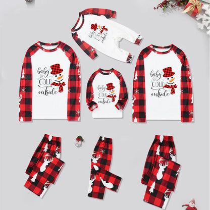 Red Checkered Snowman Family Christmas Pajama Sets