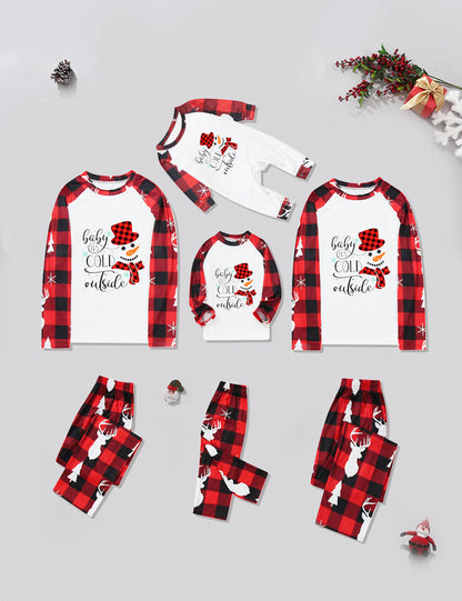 Red Checkered Snowman Family Christmas Pajama Sets