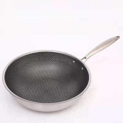 Stainless Steel Non-Stick Frying Pan with Honeycomb Design and Ergonomic Handle