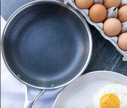 Stainless Steel Non-Stick Frying Pan with Honeycomb Design and Ergonomic Handle