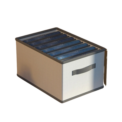 Multi-Compartment Storage Box for Wardrobe Clothes Organization