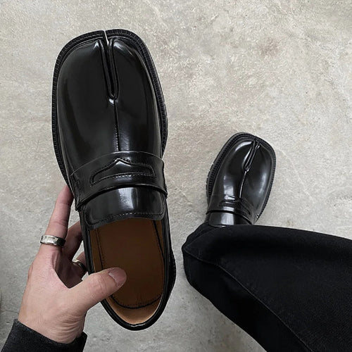 Leather Shoes with Thick Sole - Split-Toe Tabi Style Loafers