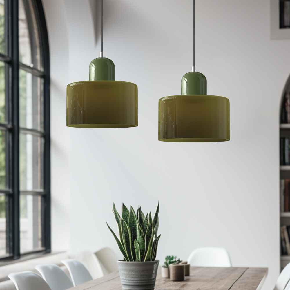 Glass Pendant Light in Cylindrical Shape