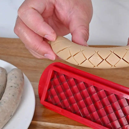 Hot Dog Cutter with Criss-Cross Slots for Uniform Cooking
