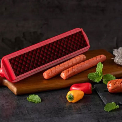Hot Dog Cutter with Criss-Cross Slots for Uniform Cooking