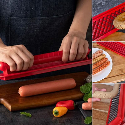 Hot Dog Cutter with Criss-Cross Slots for Uniform Cooking