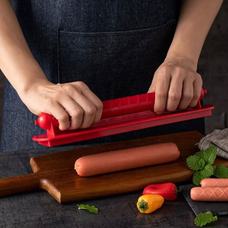 Hot Dog Cutter with Criss-Cross Slots for Uniform Cooking