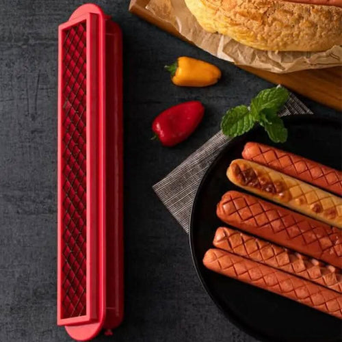 Hot Dog Cutter with Criss-Cross Slots for Uniform Cooking
