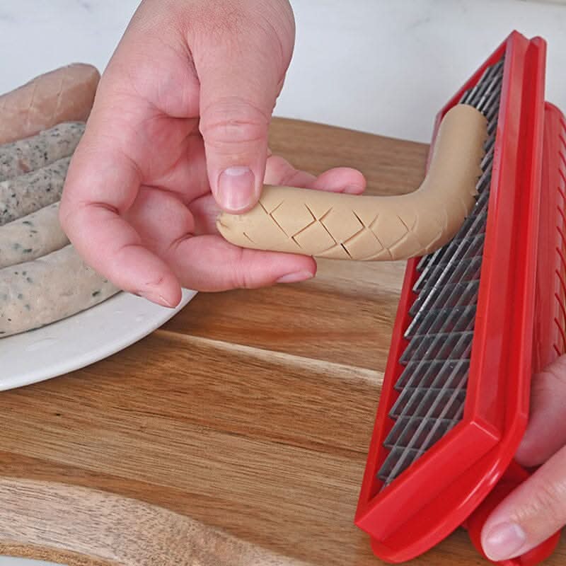 Hot Dog Cutter with Criss-Cross Slots for Uniform Cooking