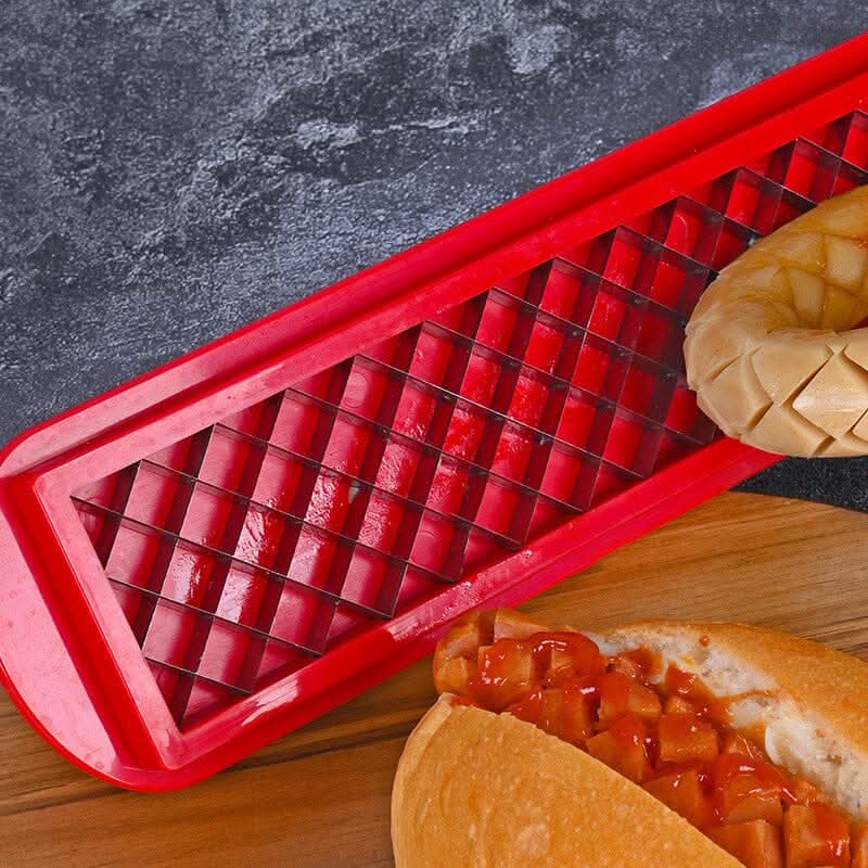 Hot Dog Cutter with Criss-Cross Slots for Uniform Cooking