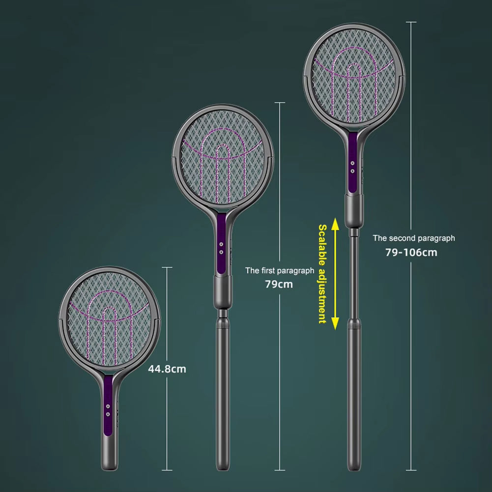 Electric Fly Swatter with Telescopic Handle - 3-in-1 Insect Zapper