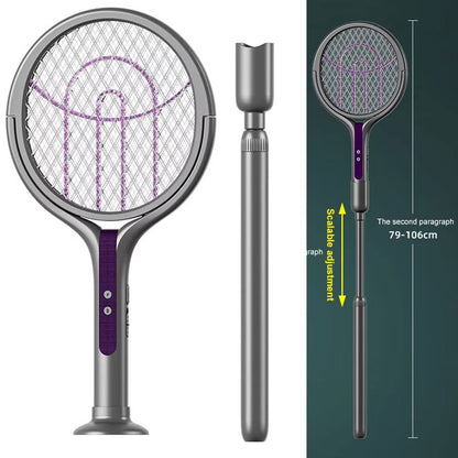 Electric Fly Swatter with Telescopic Handle - 3-in-1 Insect Zapper