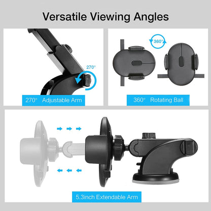 Smart Car Phone Holder with Adjustable Arm and Suction Base