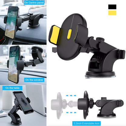 Smart Car Phone Holder with Adjustable Arm and Suction Base