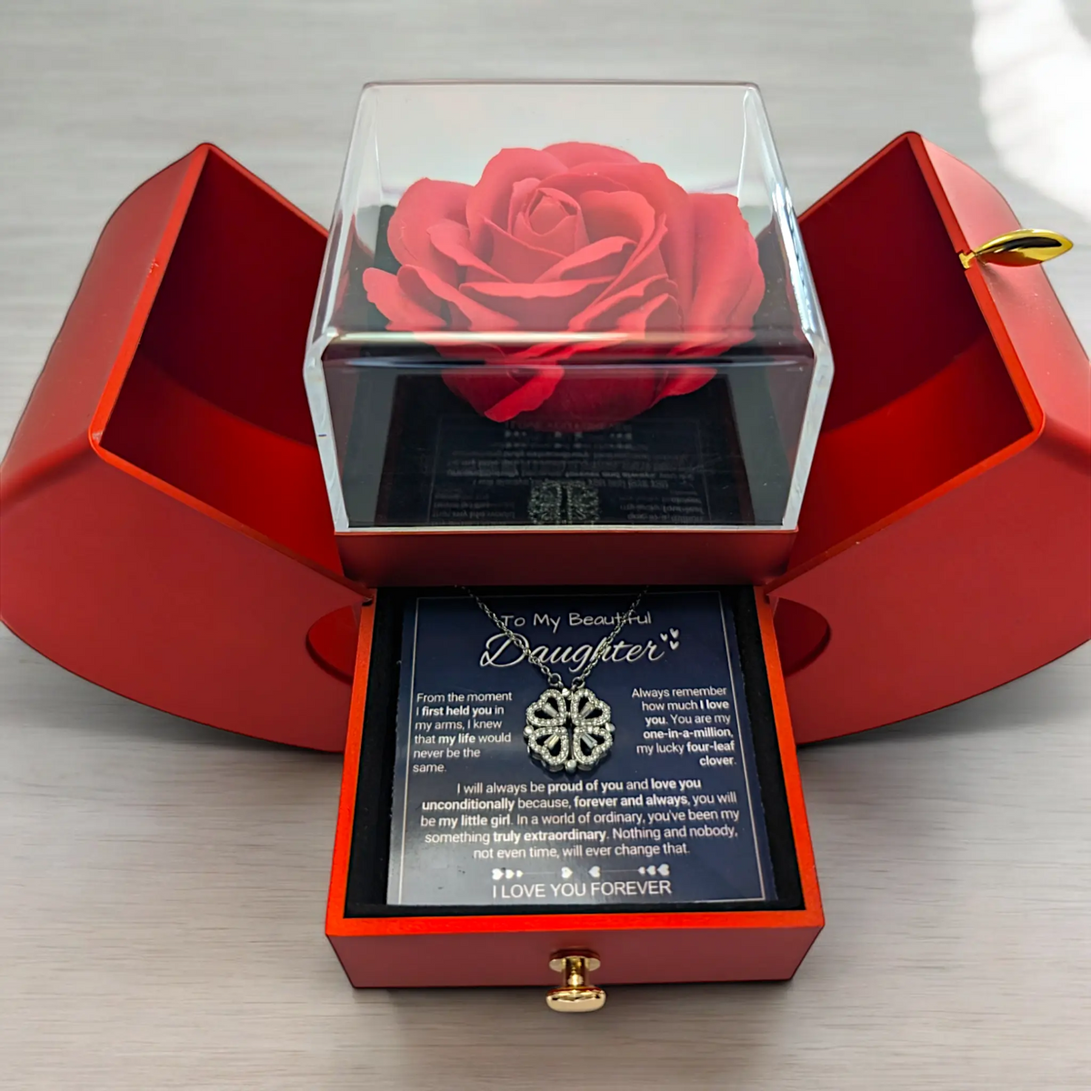 Timeless Clover Rose - A Heartfelt Gift for Your Daughter