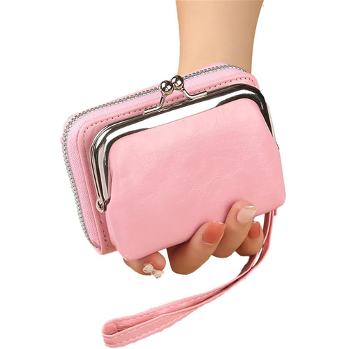 Vintage Coin Purse for Women with Zipper and Kiss Lock Wrist Design