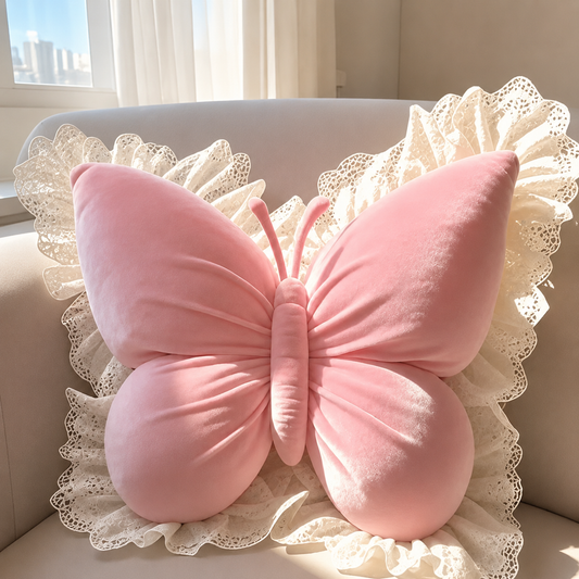 Decorative Pillow with Butterfly Bow Design