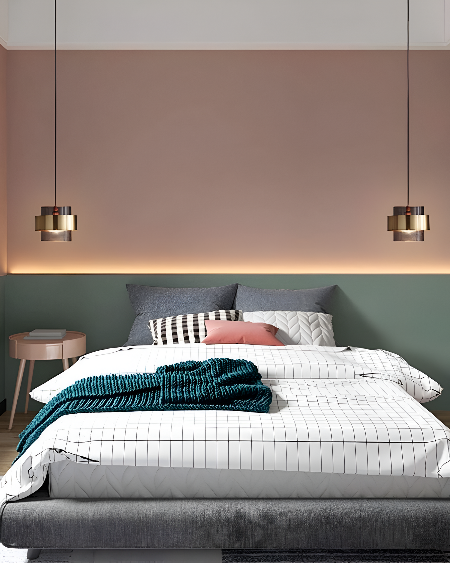 Industrial Edge Pendant Light with Gold Glass Accent