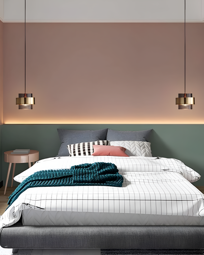 Industrial Edge Pendant Light with Gold Glass Accent